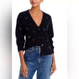 Aqua Black Multicolor Heart Cardigan